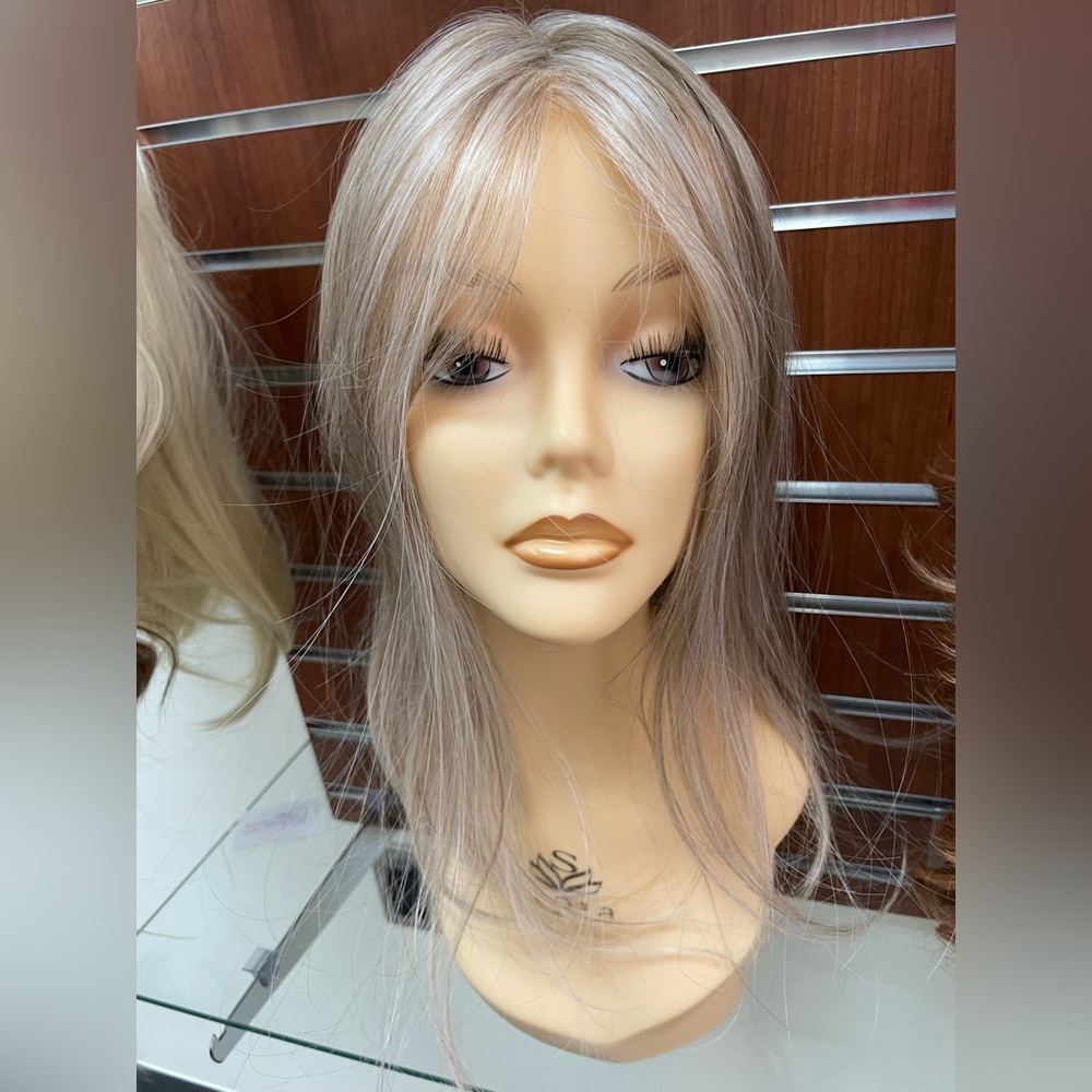 Ellen Wille “Just Long” heat friendly synthetic topper Pearl Blonde Mix